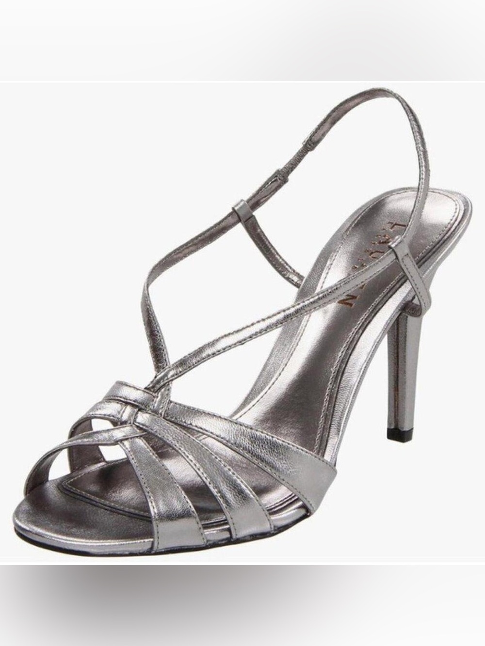Ralph Lauren Silver Metallic Strappy High Heel